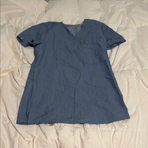 Figs Steel Blue V-Neck Scrub Top